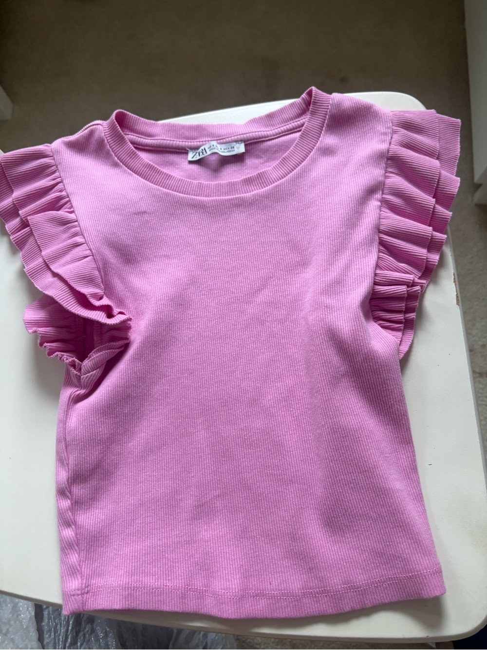 Zara Pink Ruffle Sleeve Tee